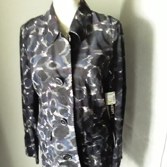 New C Concept lovely corduroy black pattern trench coat size 12 - Picture 1 of 11